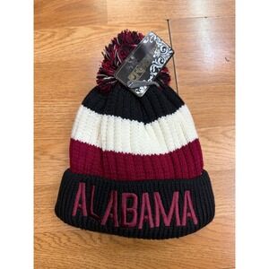 New York Alabama Crimson Tide Fleece Lined Pom Beanie Hat Black Crimson TJ-02